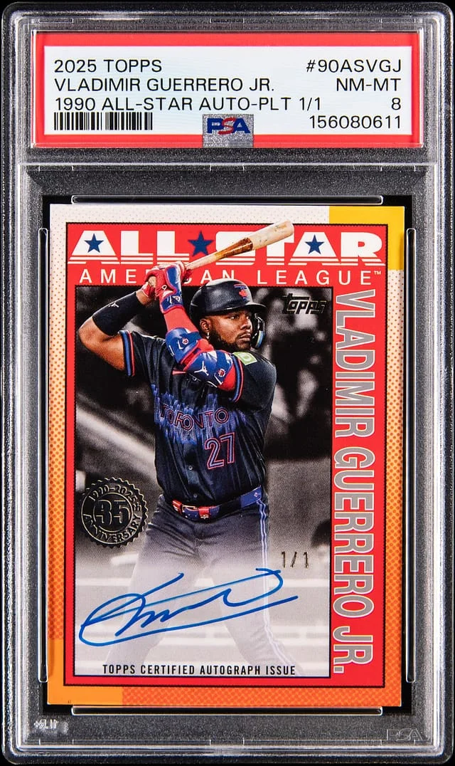 2025 Topps Vladimir Guerrero Jr. 1990 All-Star Autograph Platinum #90AS-VGJ card image