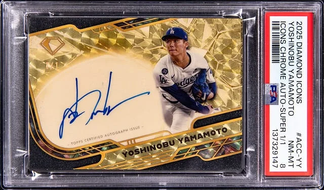 2025 Topps Yoshinobu Yamamoto Diamond Icons Chrome Autograph SuperFractor #ACC-YY card image