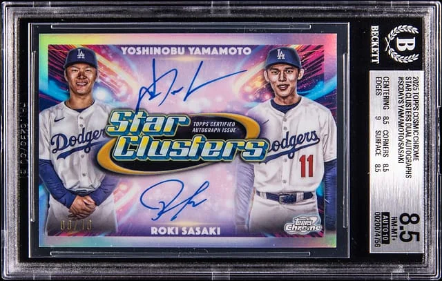 2025 Topps Yoshinobu Yamamoto/Roki Sasaki Cosmic Chrome Star Clusters Dual Autographs #SCDA-YS card image