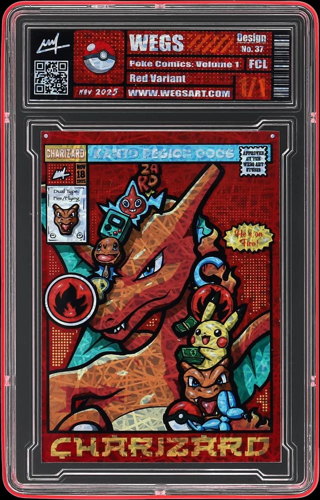 2025 Wegs Poke Comics Volume 1 Red Variant Charizard - Wegs Encapsulated - With Original Box #37 card image