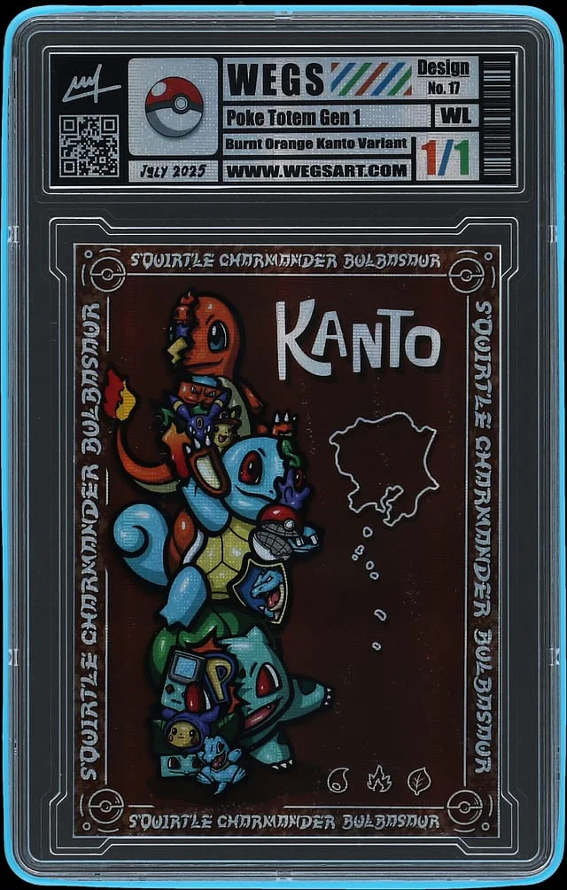2025 WEGS Poke Totem Gen Burnt Orange Kanto Variant Holo - WEGS Encased - With Original Box #1 card image