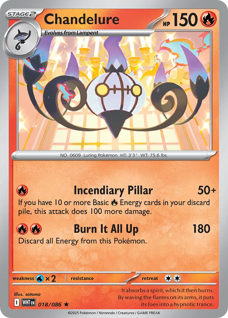 2025 White Flare Chandelure Rare #18/86 Rare card image