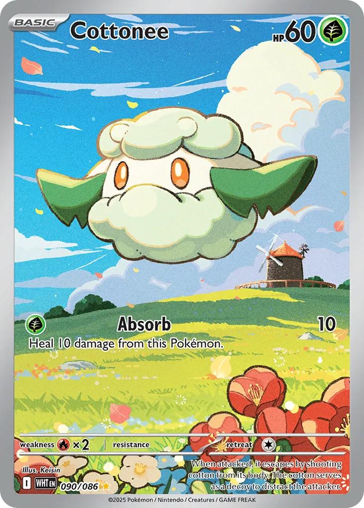 2025 White Flare Cottonee #90/86 Illustration Rare card image