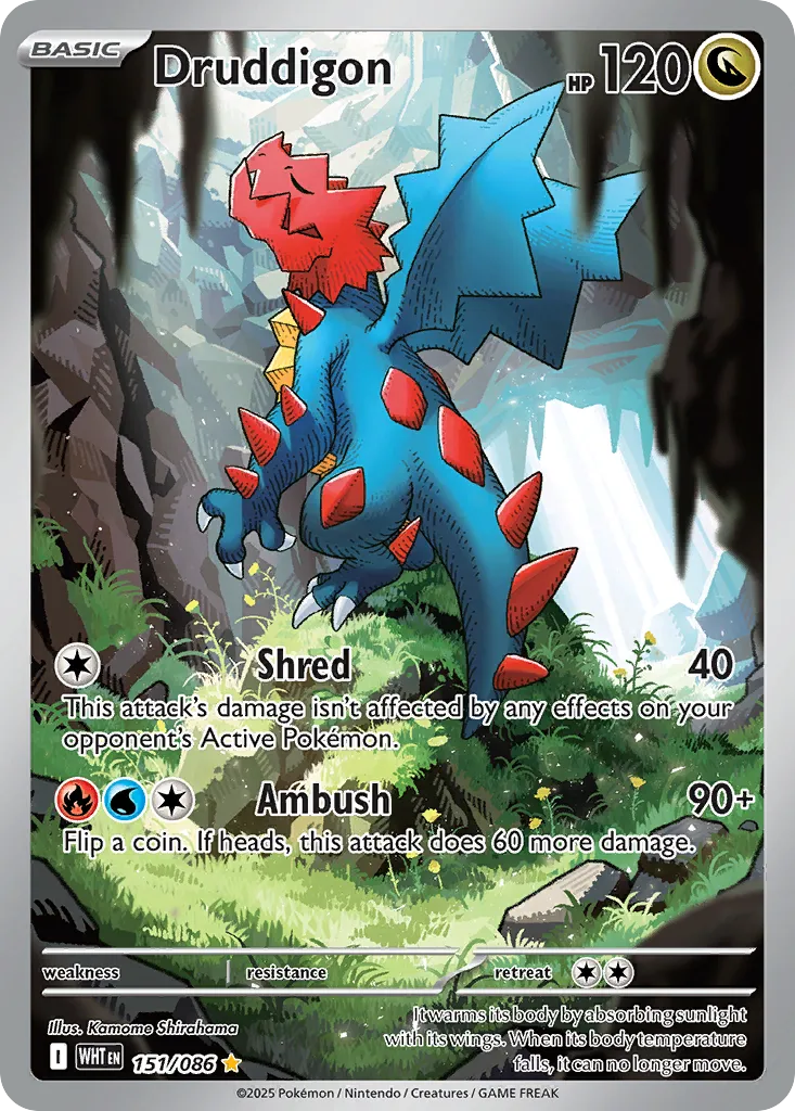 2025 White Flare Druddigon #151/86 Illustration Rare card image
