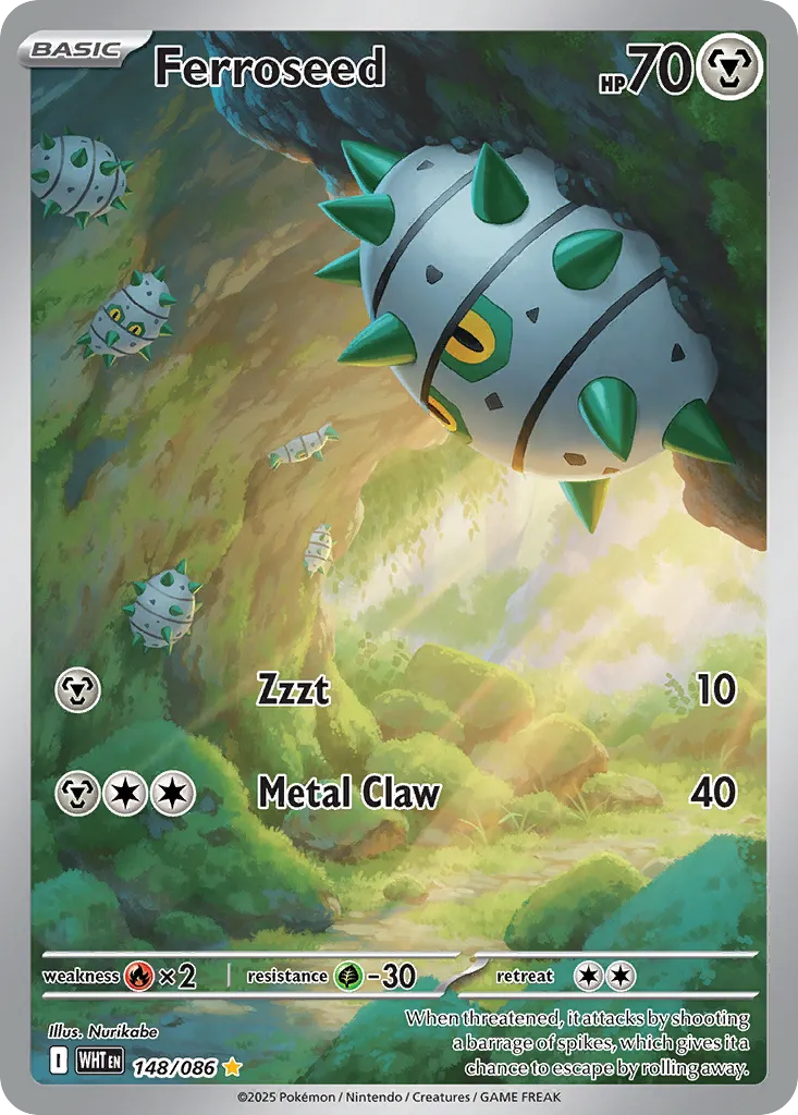2025 White Flare Ferroseed Illustration Rare #148/86 Illustration Rare card image