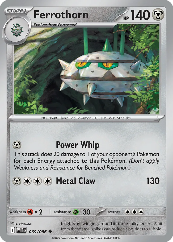 2025 White Flare Ferrothorn Uncommon #69/86 Uncommon card image