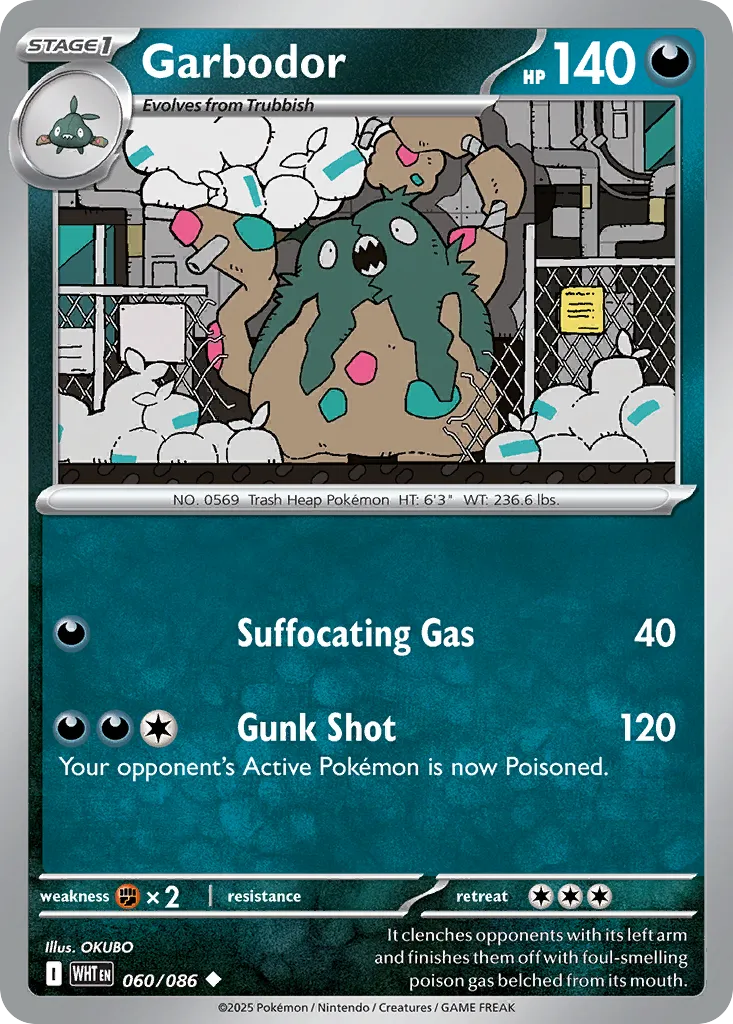 2025 White Flare Garbodor #60/86 Uncommon card image