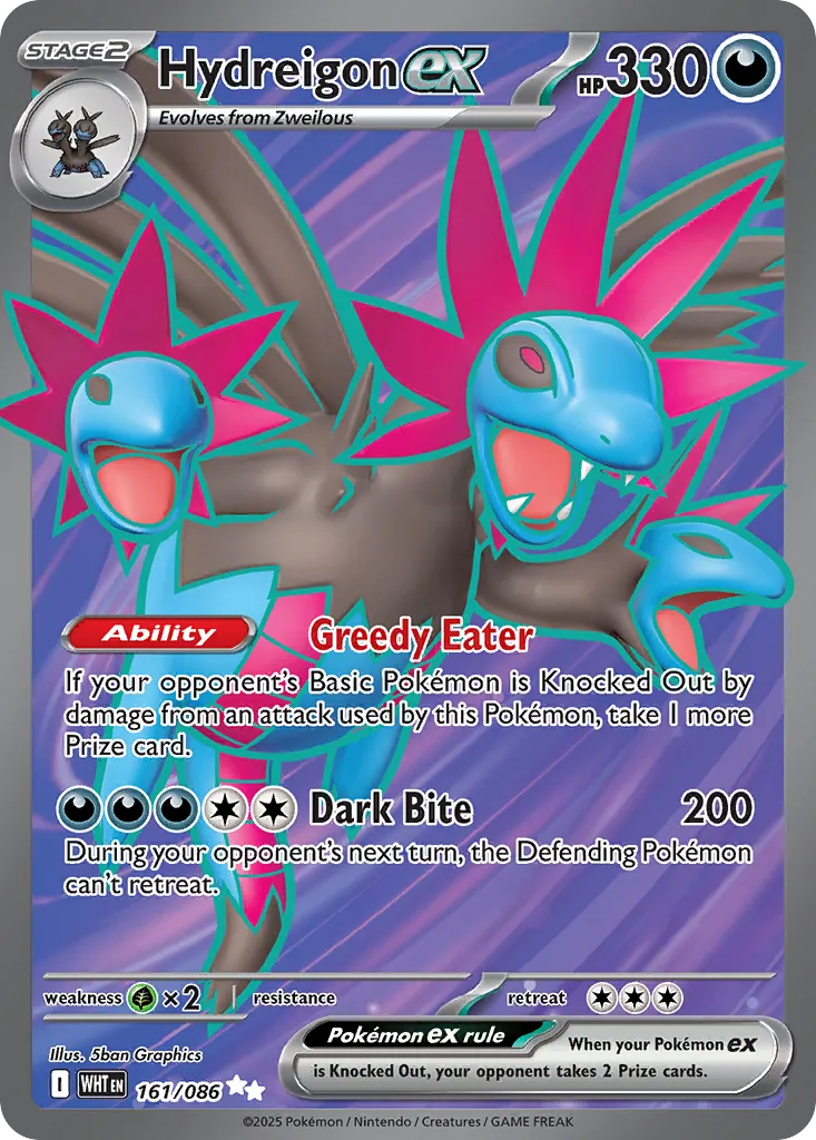 2025 White Flare Hydreigon ex Ultra Rare #161/86 Ultra Rare card image