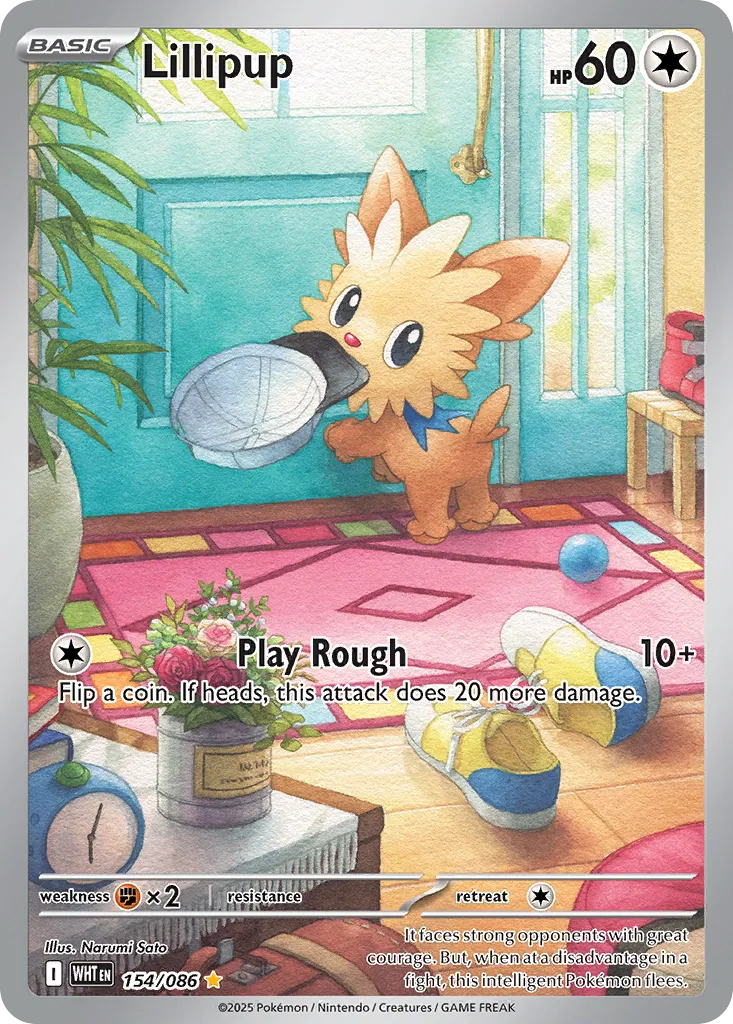 2025 White Flare Lillipup Illustration Rare #154/86 Illustration Rare card image