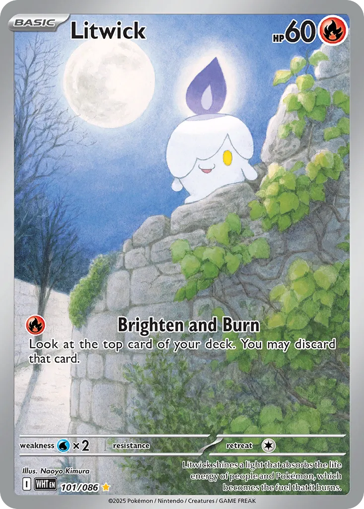 2025 White Flare Litwick Illustration Rare #101/86 Illustration Rare card image
