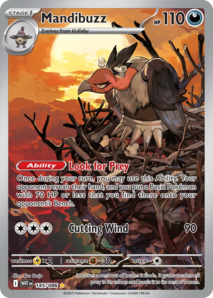 2025 White Flare Mandibuzz Illustration Rare #145/86 Illustration Rare card image