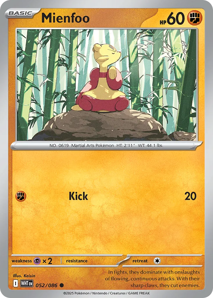 2025 White Flare Mienfoo Common #52/86 Common card image