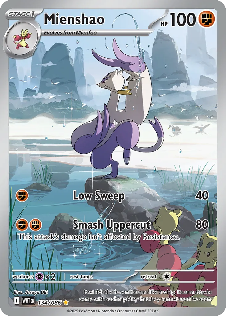 2025 White Flare Mienshao #134/86 Illustration Rare card image