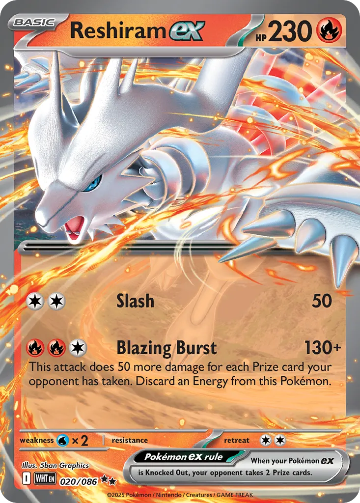 2025 White Flare Reshiram ex Double Rare #20/86 Double Rare card image