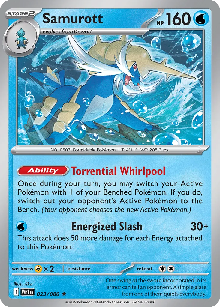 2025 White Flare Samurott #23/86 Rare card image