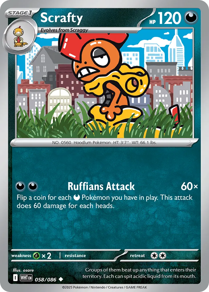 2025 White Flare Scrafty #58/86 Uncommon card image