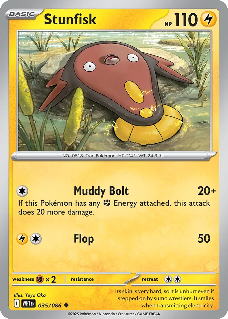 2025 White Flare Stunfisk Uncommon #35/86 Uncommon card image