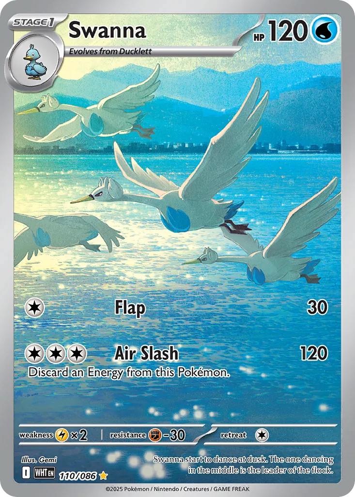 2025 White Flare Swanna Illustration Rare #110/86 Illustration Rare card image