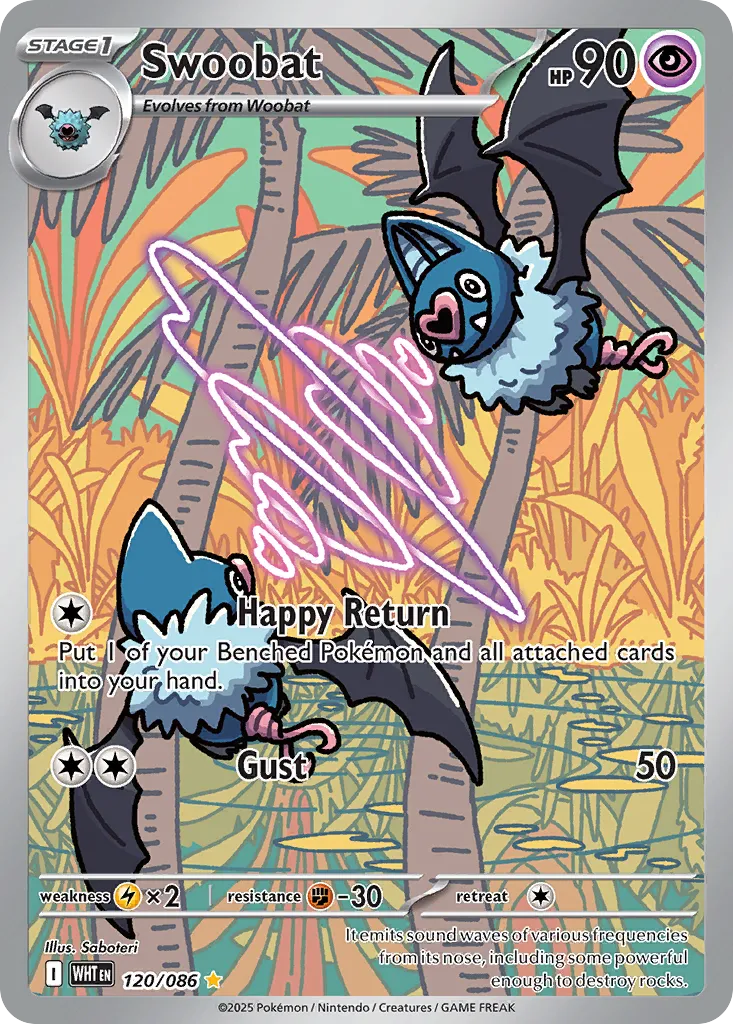 2025 White Flare Swoobat Illustration Rare #120/86 Illustration Rare card image