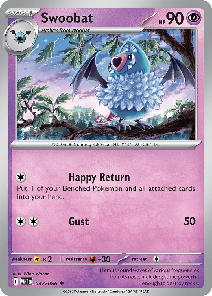 2025 White Flare Swoobat #37/86 Uncommon card image