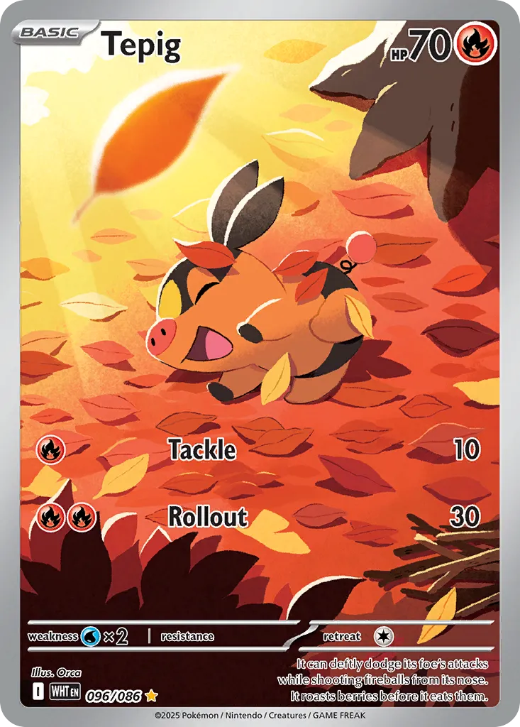 2025 White Flare Tepig Illustration Rare #96/86 Illustration Rare card image