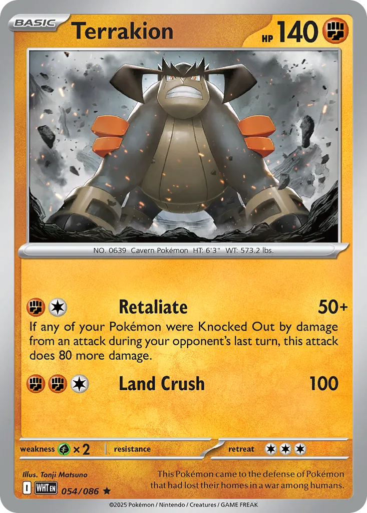 2025 White Flare Terrakion Rare #54/86 Rare card image