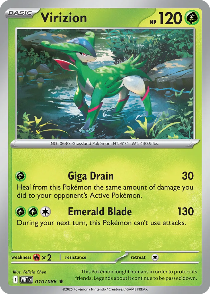 2025 White Flare Virizion Rare #10/86 Rare card image