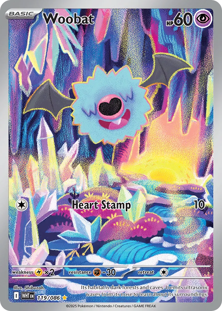 2025 White Flare Woobat Illustration Rare #119/86 Illustration Rare card image