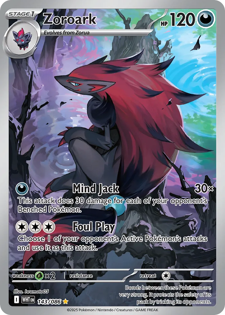 2025 White Flare Zoroark Illustration Rare #143/86 Illustration Rare card image