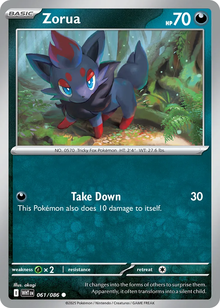 2025 White Flare Zorua #61/86 Common card image