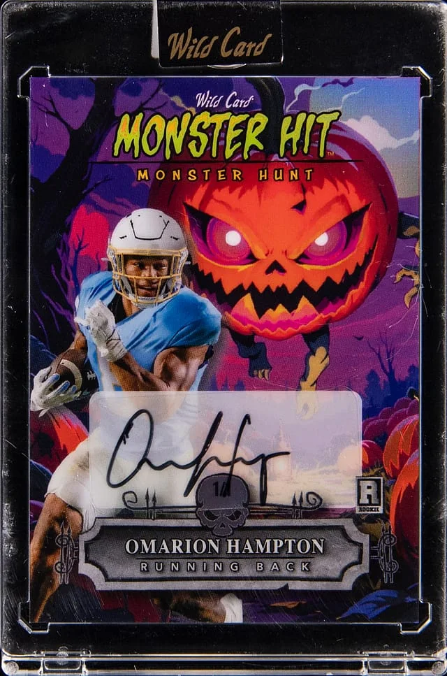 2025 Wild Card Monster Hunt Monster Hit Autograph Omarion Hampton #OHA card image