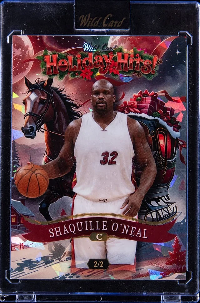 2025 Wildcard Holiday Hits Sparkles Foil Board Holiday Sleigh Red Shaquille O'Neal - Wildcard Encased #HHd4-SO card image