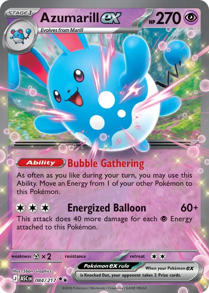 2026 Ascended Heroes Azumarill ex Double Rare #084/217 Double Rare card image