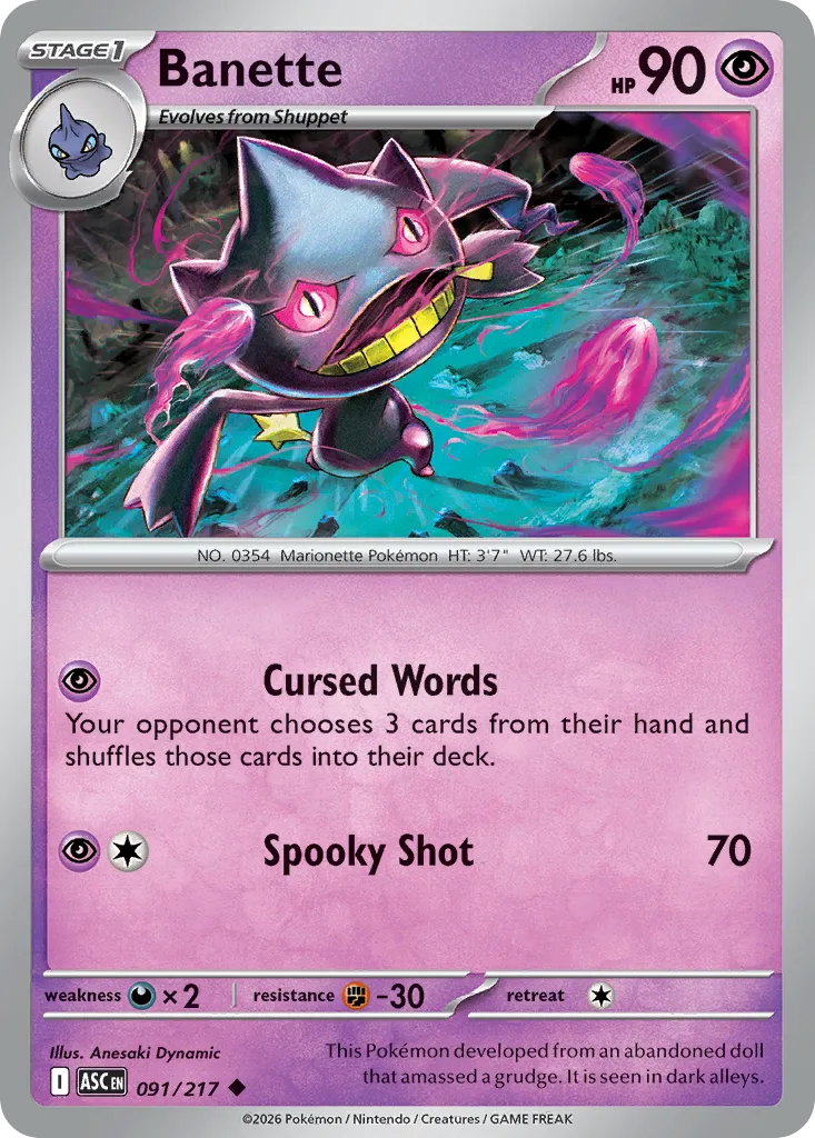 2026 Ascended Heroes Banette Uncommon #091/217 Uncommon card image