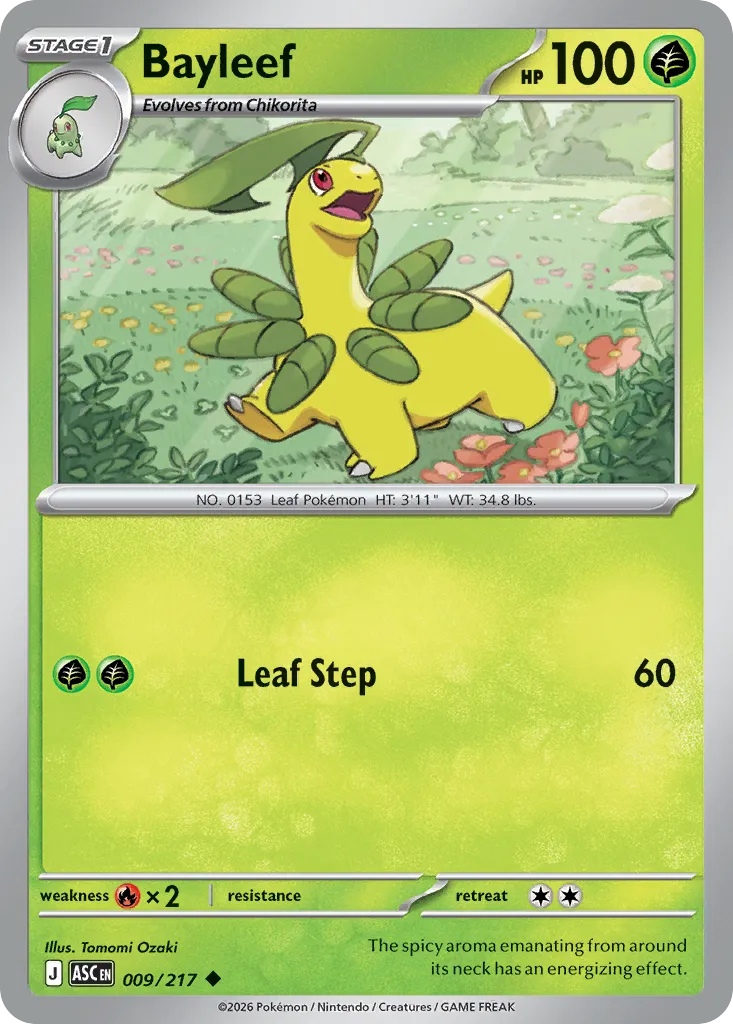 2026 Ascended Heroes Bayleef Uncommon #009/217 Uncommon card image