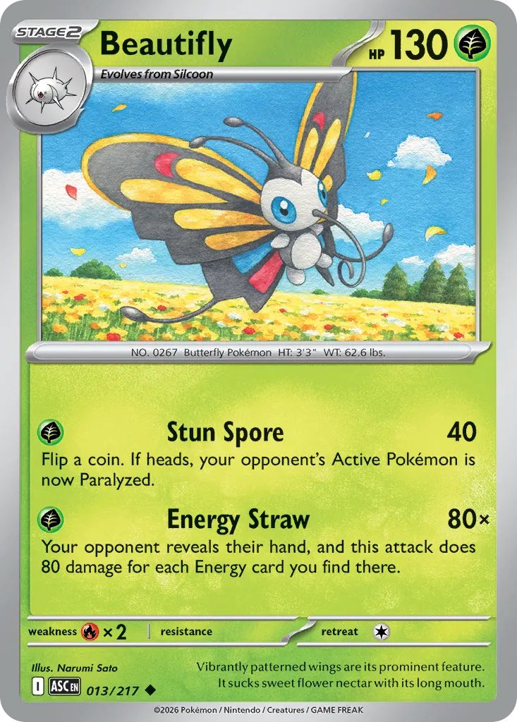 2026 Ascended Heroes Beautifly Uncommon #013/217 Uncommon card image
