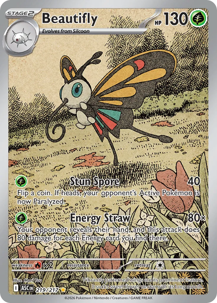 2026 Ascended Heroes Beautifly #219/217 Illustration Rare card image