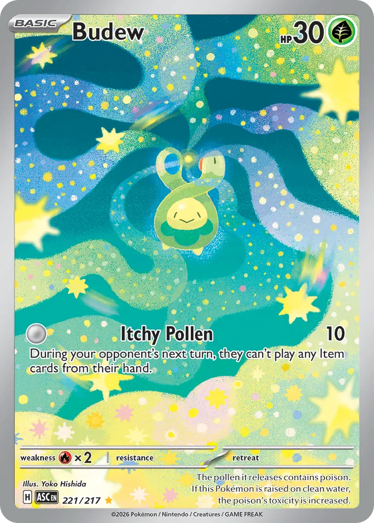 2026 Ascended Heroes Budew Illustration Rare #221/217 Illustration Rare card image