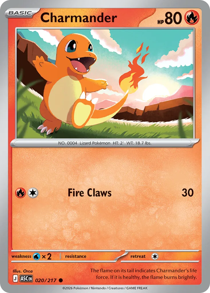 2026 Ascended Heroes Charmander Common #020/217 Common card image