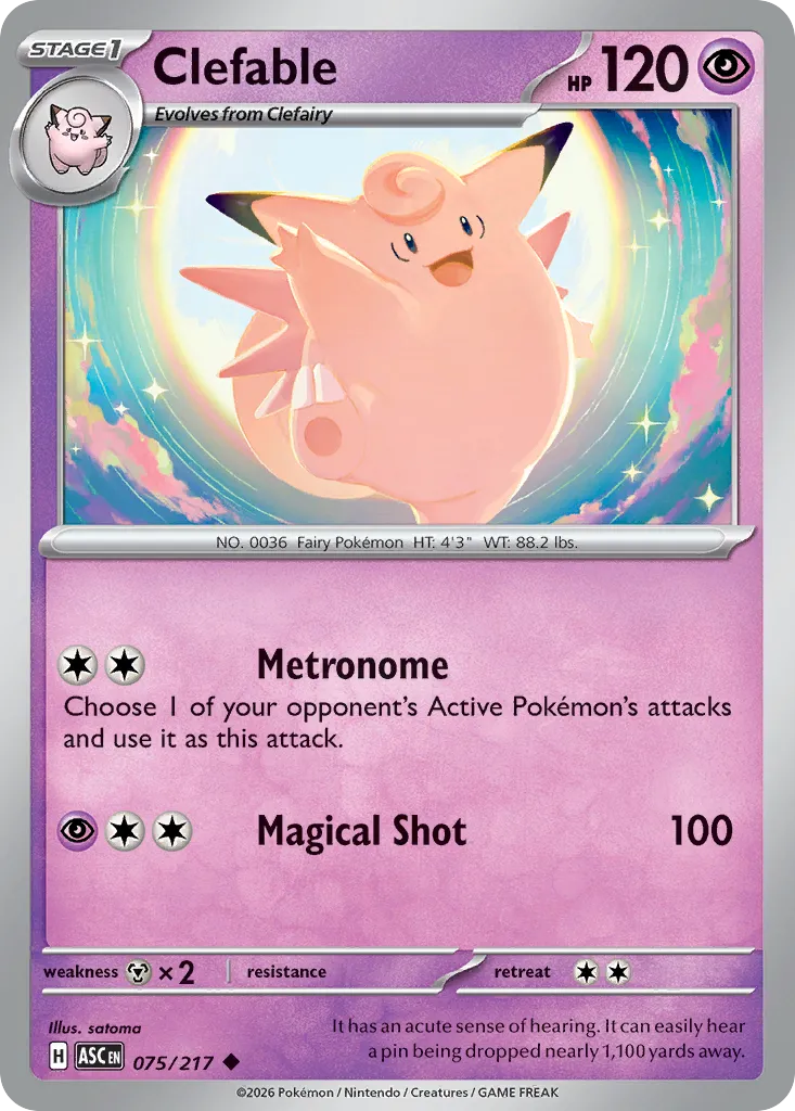 2026 Ascended Heroes Clefable Uncommon #075/217 Uncommon card image