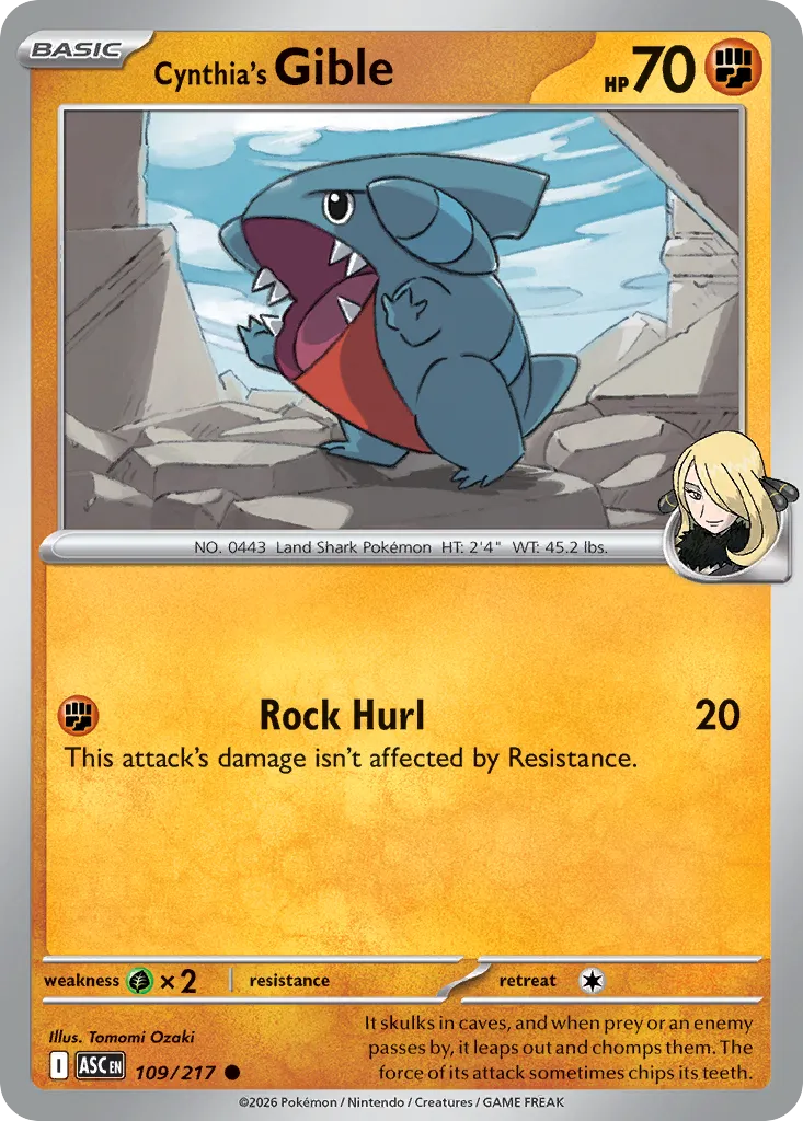 2026 Ascended Heroes Cynthia's Gible #109/217 Common card image