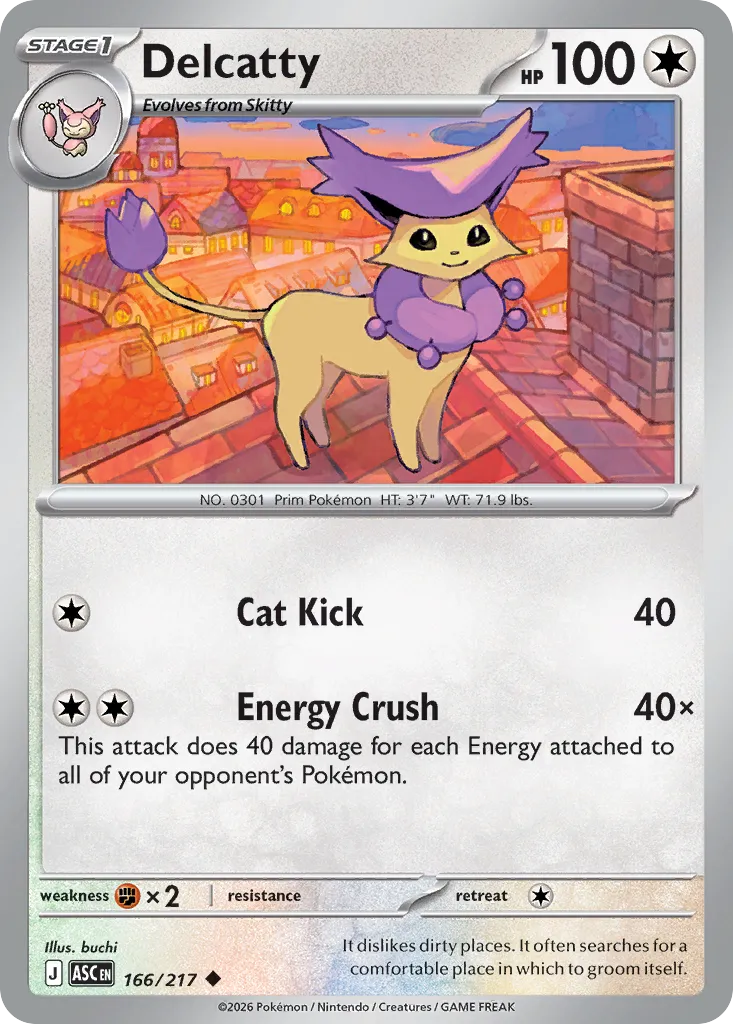 2026 Ascended Heroes Delcatty #166/217 Uncommon card image