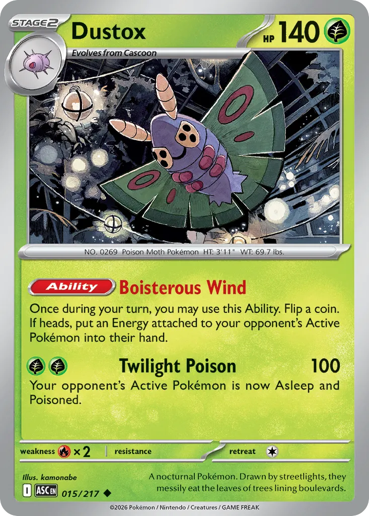 2026 Ascended Heroes Dustox Uncommon #015/217 Uncommon card image