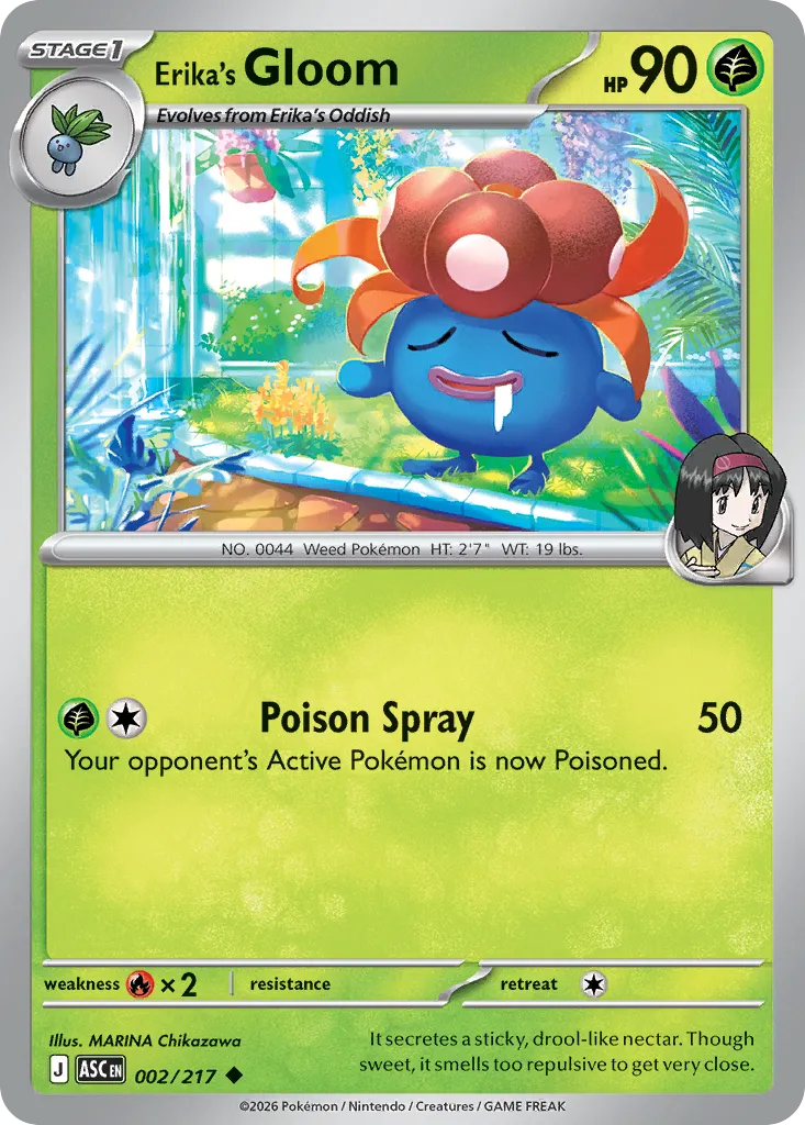 2026 Ascended Heroes Erika's Gloom Uncommon #002/217 Uncommon card image