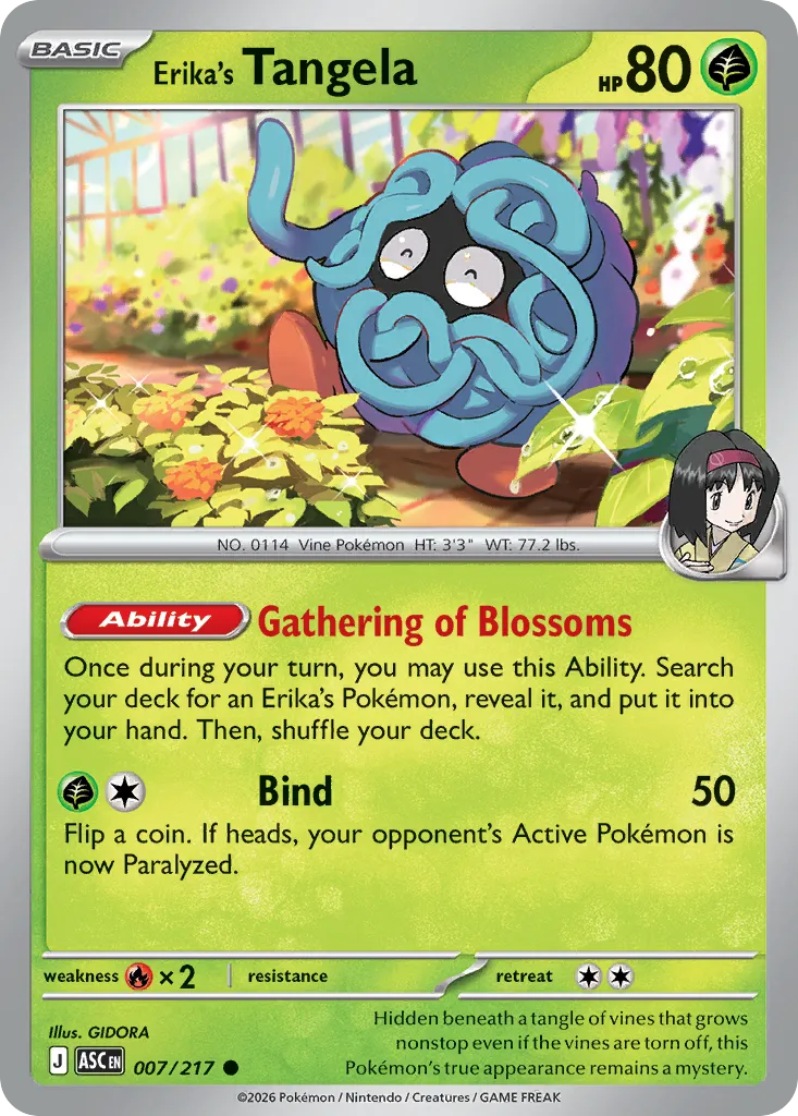 2026 Ascended Heroes Erika's Tangela Common #007/217 Common card image