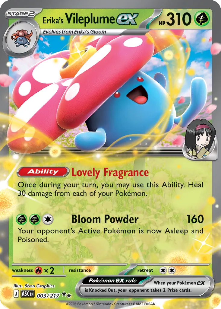 2026 Ascended Heroes Erika's Vileplume ex #003/217 Double Rare card image