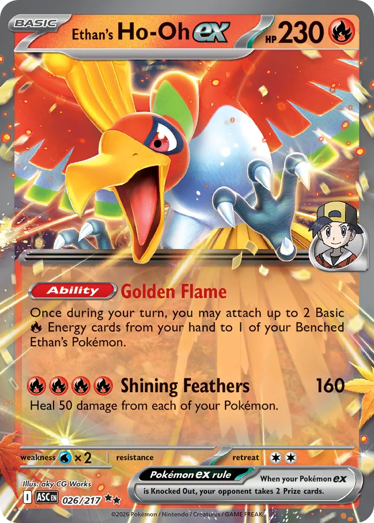 2026 Ascended Heroes Ethan's Ho-Oh ex Double Rare #026/217 Double Rare card image