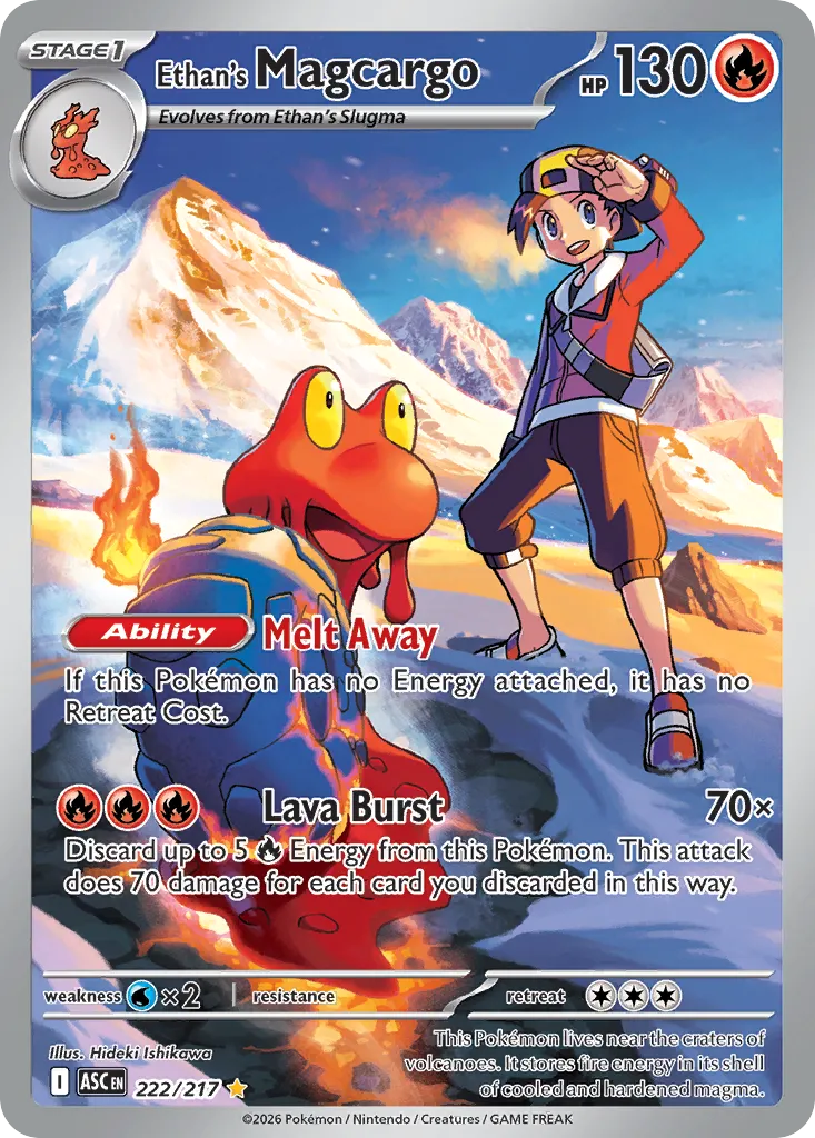 2026 Ascended Heroes Ethan's Magcargo #222/217 Illustration Rare card image