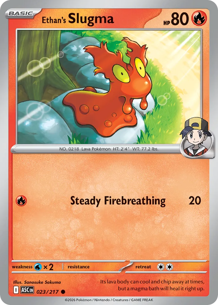2026 Ascended Heroes Ethan's Slugma Common #023/217 Common card image
