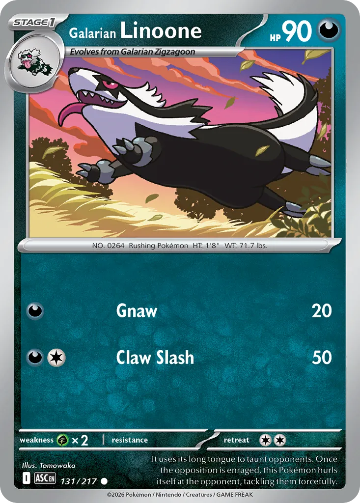 2026 Ascended Heroes Galarian Linoone #131/217 Common card image